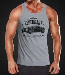 MoonWorks Tanktop Herren Hot Rod Retro Auto Car Oldschool Rockabilly Muskelshirt Achselshirt Grau/Dunkelgrau