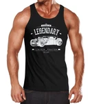 MoonWorks Tanktop Herren Hot Rod Retro Auto Car Oldschool Rockabilly Muskelshirt Achselshirt Braun/Schwarz/Rot