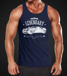 MoonWorks Tanktop Herren Hot Rod Retro Auto Car Oldschool Rockabilly Muskelshirt Achselshirt Dunkelblau/Blau