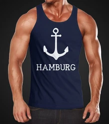MoonWorks Tanktop Herren mit Anker Print Hamburg Dunkelblau