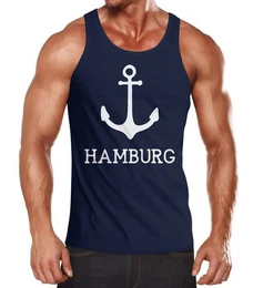 Tanktop Herren Tank-Top mit Anker Aufdruck Hamburg mit Print