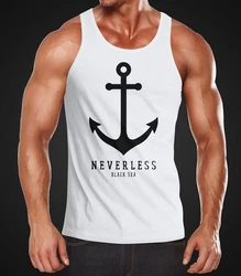 Neverless Tanktop Herren Anker Muscle Shirt Dunkelblau