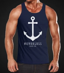 Neverless Tanktop Herren Anker Muscle Shirt Dunkelblau