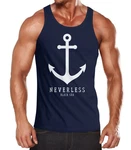 Neverless Tanktop Herren Anker Muscle Shirt Dunkelblau