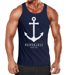 Tanktop Herren Tank-Top Anker Muskelshirt Muscle Shirt mit Print