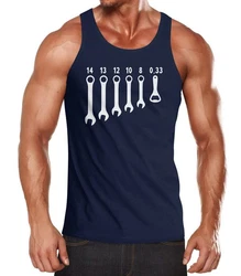 MoonWorks Tanktop Bieröffner Muskelshirt mit Print Dunkelblau/Blau