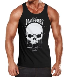 Neverless Tanktop Herren Skull Death and Bones Club Outfit Beige/Rot/Schwarz/Lila