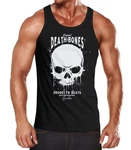 Neverless Tanktop Herren Skull Death and Bones Club Outfit Beige/Rot/Schwarz/Lila