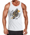 Neverless Tanktop Herren Rocker Biker Spruch Motiv Ride Fast Die Young Flash Blitz Skull Helm Weiß/Schwarz/Grau/Gold/Hellgrau/Creme/Blau