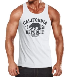 Tanktop Herren Tank-Top California Republic Kalifornien Golden State Grizzly Br Bear Logo Muskelshirt Muscle Shirt mit Print
