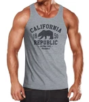 Neverless Tanktop Herren California Republic Golden State Grizzly Br Bear Logo Dunkelgrau/Rot/Grau/Hellgrau/Gold