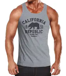 Tanktop Herren Tank-Top California Republic Kalifornien Golden State Grizzly Br Bear Logo Muskelshirt Muscle Shirt mit Print
