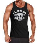Neverless Tanktop Herren California Republic Golden State Grizzly Br Bear Logo Schwarz/Braun/Rot/Gold