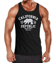 Tanktop Herren Tank-Top California Republic Kalifornien Golden State Grizzly Br Bear Logo Muskelshirt Muscle Shirt mit Print