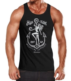 Tanktop Herren Tank-Top Anker-Motiv High Tides Nautical Supplies Frauenmotiv Muskelshirt Muscle Shirt mit Print