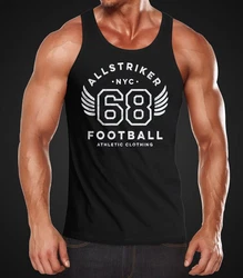 Neverless Tanktop Herren College Design Schriftzug NYC 68 Football Athletic Schwarz/Braun