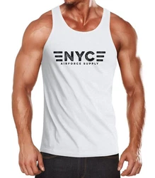 Neverless Tanktop Herren Aufdruck NYC New York City Airforce Supply Army Print Grau/Weiß/Dunkelblau