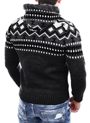 Reslad Norweger Strickpullover Herren (1-tlg) Schwarz/Dunkelgrau/Dunkelblau/Grau