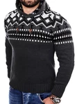 Reslad Norweger Strickpullover Herren (1-tlg) Schwarz/Dunkelgrau/Dunkelblau/Grau
