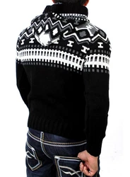 Reslad Norweger Strickpullover Herren (1-tlg) Schwarz