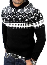 Reslad Norweger Strickpullover Herren (1-tlg) Schwarz