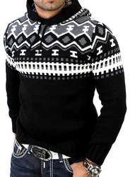 Reslad Norweger Strickpullover Herren (1-tlg) Schwarz