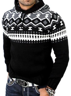 Reslad Norweger Strickpullover Herren (1-tlg) Schwarz