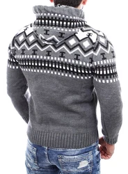 Reslad Norweger Strickpullover Herren (1-tlg) Dunkelblau/Dunkelgrau/Grau
