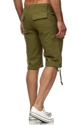 Reslad Leinen Cargo Shorts Männer Strandhose RS-3001 Dunkelgrün/Khaki/Grün