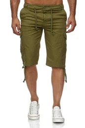 Leinenhose Leinen Cargo Shorts Mnner Strandhose Herren Leinenhose 3/4 (1-tlg) Strandhose im Leinen-Look mit Cargotaschen