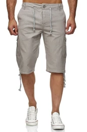Leinenhose Leinen Cargo Shorts Mnner Strandhose Herren Leinenhose 3/4 (1-tlg) Strandhose im Leinen-Look mit Cargotaschen