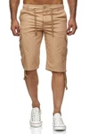 Reslad Leinen Cargo Shorts Männer Strandhose RS-3001 Khaki/Beige/Braun