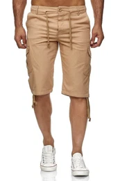 Leinenhose Leinen Cargo Shorts Mnner Strandhose Herren Leinenhose 3/4 (1-tlg) Strandhose im Leinen-Look mit Cargotaschen