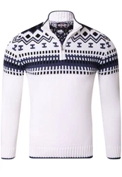 Reslad Herren Strickpullover Crewneck Zipper Norweger Pullover RS-3110 RS-3110