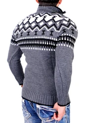 Reslad Herren Strickpullover Crewneck Zipper Norweger Pullover RS-3110 RS-3110