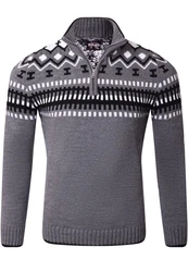 Reslad Herren Strickpullover Crewneck Zipper Norweger Pullover RS-3110 RS-3110