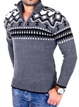 Reslad Herren Strickpullover Crewneck Zipper Norweger Pullover RS-3110 RS-3110