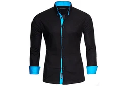 Reslad Langarm Hemd Alabama RS-7050 Dunkelblau/Türkis/Schwarz/Blau