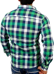 Reslad Langarmhemd Herren Hemd Orlando RS-7060 Grün/Dunkelgrün/Blau