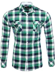 Reslad Langarmhemd Herren Hemd Orlando RS-7060 Grün/Dunkelgrün/Blau