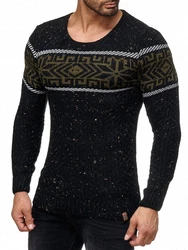 Reslad Strickpullover Rundhalspullover RS-18003 Schwarz
