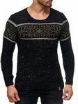 Reslad Strickpullover Rundhalspullover RS-18003 Schwarz