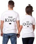 Couples Shop T-Shirt The King & His Queen Shirts für Paare Rosa/Weiß/Dunkelgrün/Hellblau