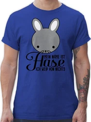 Shirtracer T-Shirt Mein Name ist Hase ich weiß von nichts Hellblau/Blau/Braun/Grau
