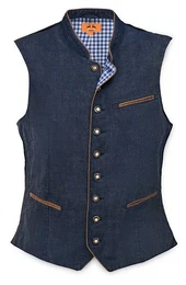 Trachtenweste Oliver - Marineblau, Kinder Leinen Weste - fr Hochzeiten und Oktoberfest Used Look