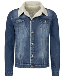 Winterjacke Winter Jeansjacke mit Teddyfellkragen H-217