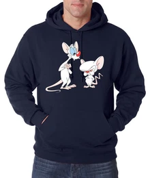 Kapuzenpullover Brain und Pinky Herren Hoodie Pullover mit Retro Cartoon Print
