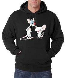 Kapuzenpullover Brain und Pinky Herren Hoodie Pullover mit Retro Cartoon Print