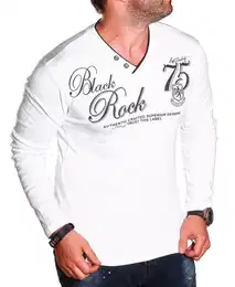 Henleyshirt Langarm-Henleyshirt mit Farbdruck