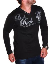 Henleyshirt Langarm-Henleyshirt mit Farbdruck